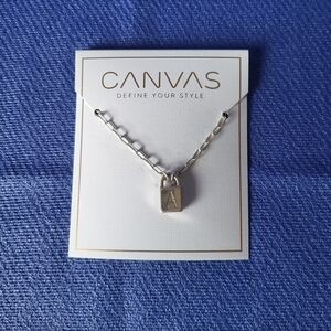 Canvas padlock initial necklace .